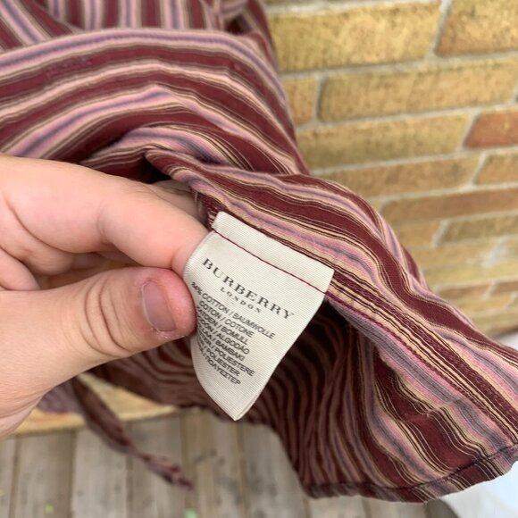 Vintage Burberry London Striped Button Up Shirt XXL - Picture 10 of 10